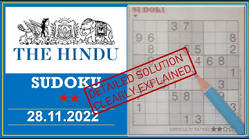 How to Solve 2 Star Hindu  Sudoku Nov 28,  2022 -  Step By Step Solution