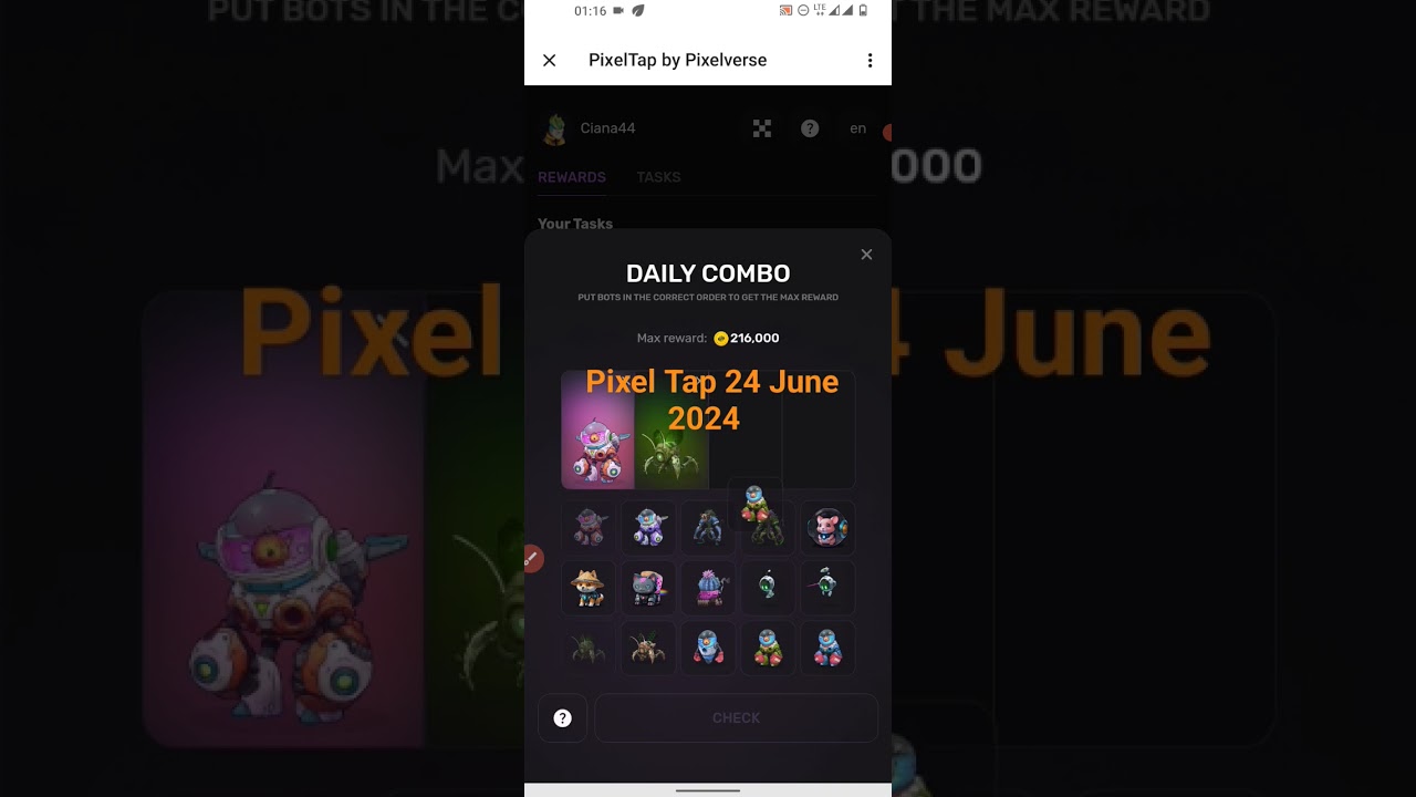 Pixel Tap daily Combo 24 June 2024