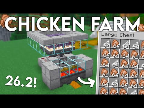 NEW UPDATED Minecraft 26.2 Automatic Chicken Farm | 100+ Cooked Chickens Per Hour!