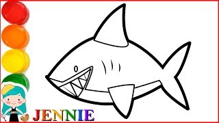 Baby Shark Coloring Drawing And Learning For Kids Toddlers Jennie - Draw Art