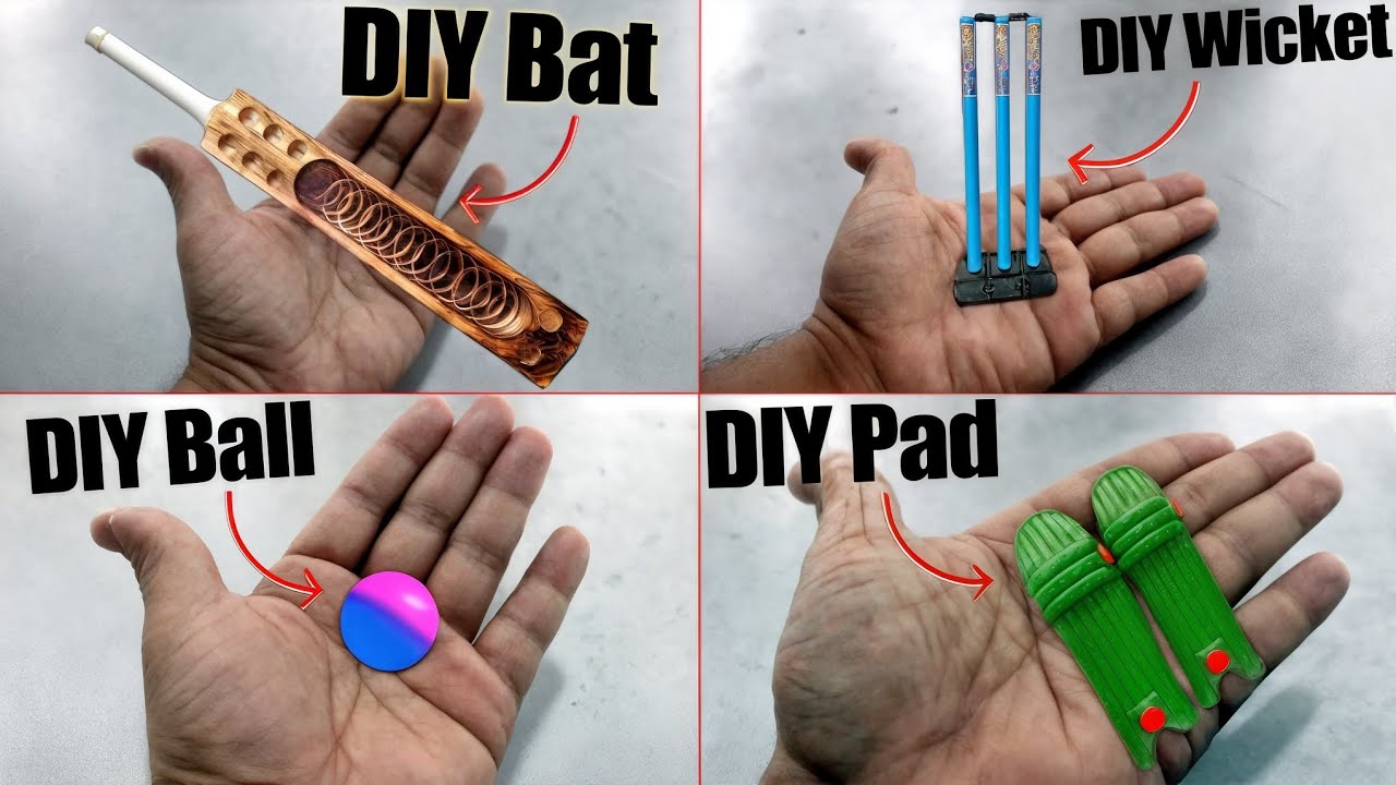 100% Working Mini Cricket Kits | how to make cricket bat, ball, wicket, pad at home | cricket kits |
