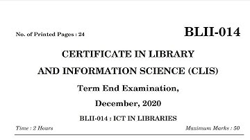 IGNOU CLIS BLII-014 answer key Dec 2020 Part-1