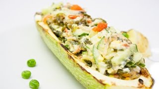 Салат в запеченном кабачке с морской капустой и соусом Бешамель Вторые блюда Правильное питание Салат в запеченном кабачке с морской капустой и соусом Бешамель Вторые блюда Правильное питание