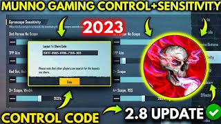 (2023) MUNNO Gaming New 2.8 Sensitivity Settings/ Munno Gaming Control Code | PUBG MOBILE