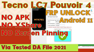 Tecno LC7 Pouvoir 4 Android 11 FRP Unlock Free Tool