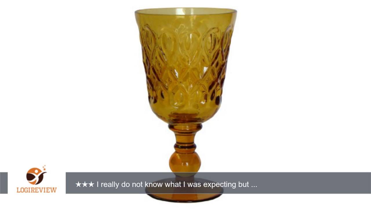 Zrike Brands Teardrop Pressed Glass Goblet, Amber, Set of 4 Review
