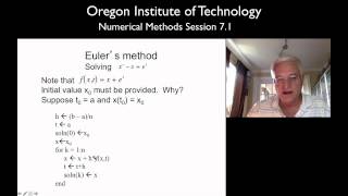OIT Math 451 session 7.1 Solving Numerical Differential Equations : Euler's Method - part 1