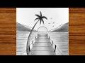 How to draw pencil sketch scenery | Easy pencil sketch scenery drawing | Easy Landscape drawing