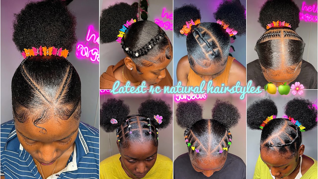🦋🌸💖4c natural HAIRSTYLES + 𝐒𝐥𝐚𝐲𝐞𝐝 edges 🩵 / Back to school hairstyles 🩷