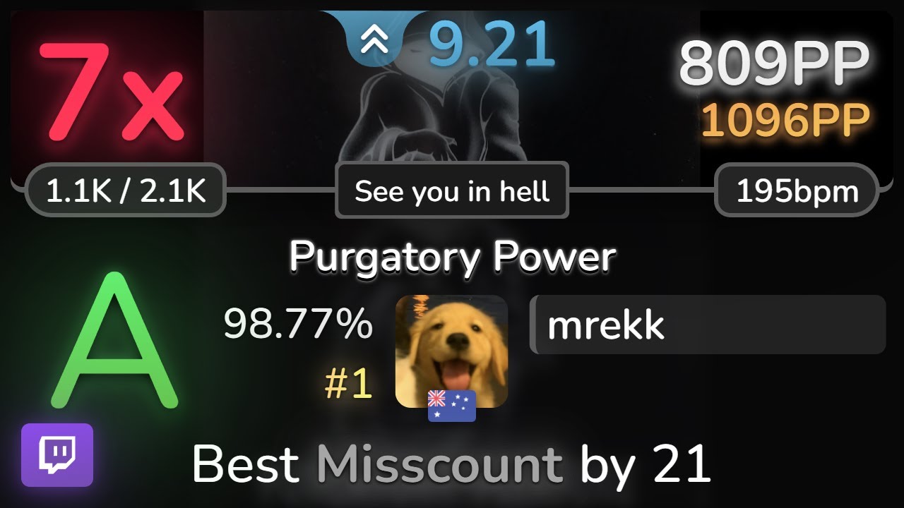 🔴 9.2⭐ mrekk | Deathsquad - Purgatory Power [See you in hell] 98.77% #1 | 809pp 7❌ - osu!