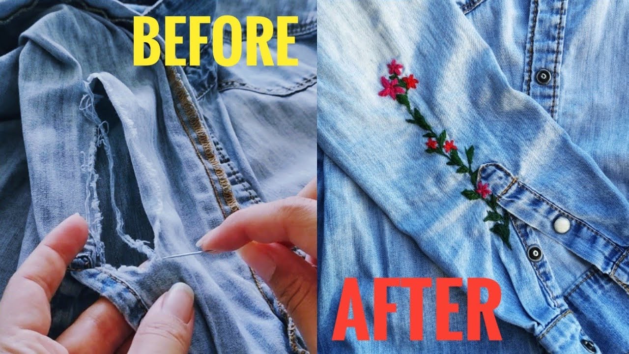 DIY : Embroidery on jeans 😍, how to embroider jeans