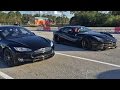 Tesla Model S P85D vs Ferrari F12 1/4 Mile Drag Racing with Brooks Weisblat