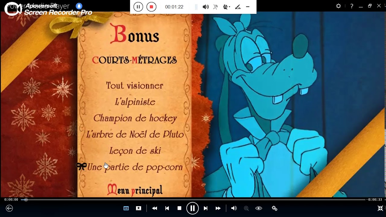 Una Navidad Con Mickey DVD Menu 2013 en inglés, francés y español