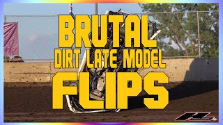 Brutal dirt late model flips