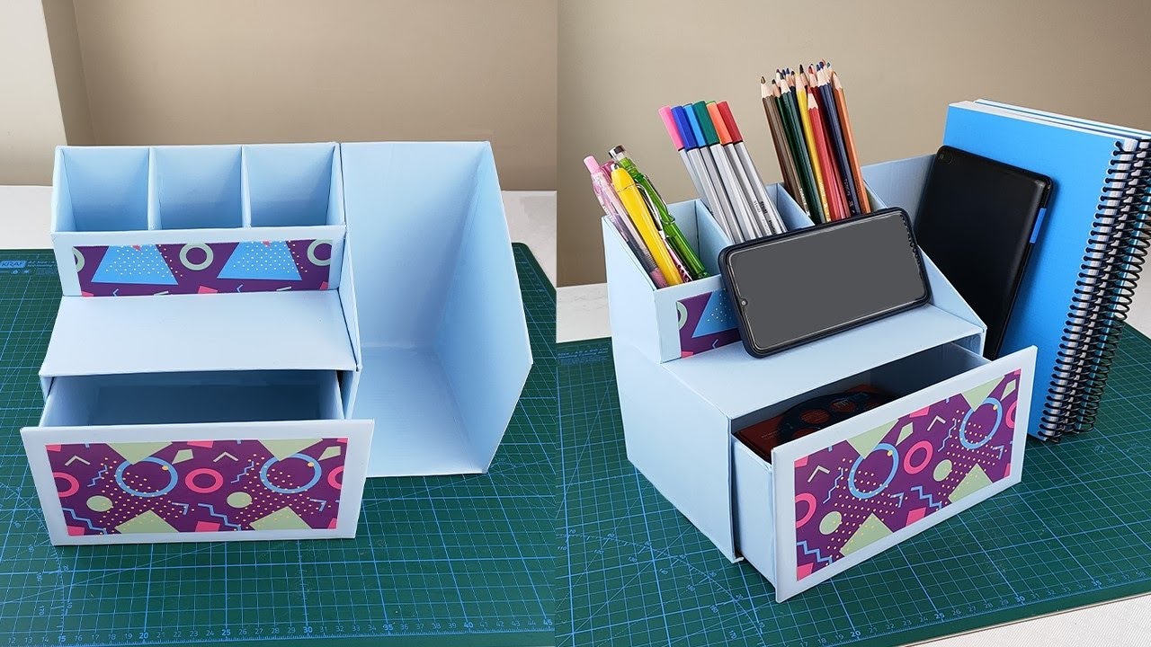 How to make Desk Organizer  Easy Paper Crafts Idea #deskorganiser