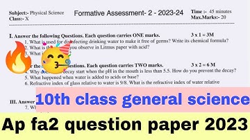 10th class ps & ns ap fa2 question paper 2023| 💯10th class general science ap fa2 question paper-Ans