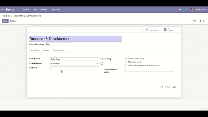 Odoo Project Team App
