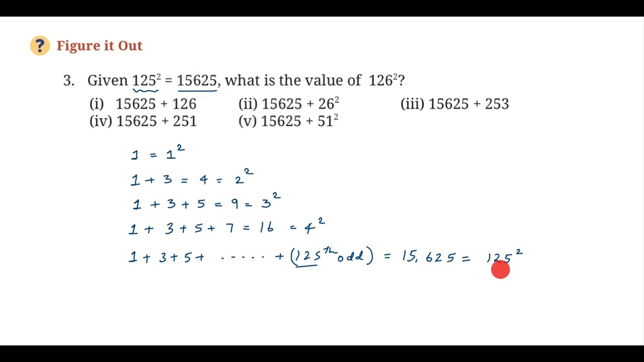 A Square and a cube - Class 8 - Figure it out - Given 125² = 15625, what is the value of 126²?