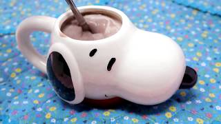 Snoopy Mug filled with Chilled Hot Chocolate
