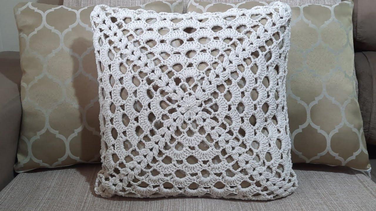 CAPA PARA ALMOFADA RENDADA EM CROCHÊ FÁCIL E ECONÔMICO - TUTORIAL CROCHÊ PASSO A PASSO