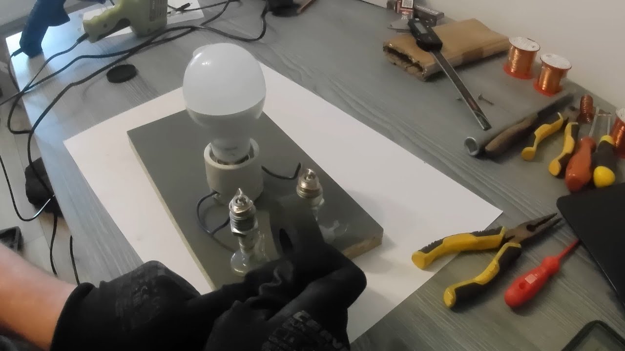 Testing of Free energy generator from spark plug  2 in 1 video Episode 1