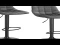 WOLTU 2PCs Velvet Bar Stool with Backrest Footrest Hight Adjustable Swivel Gas Lift for Kitchen Isla