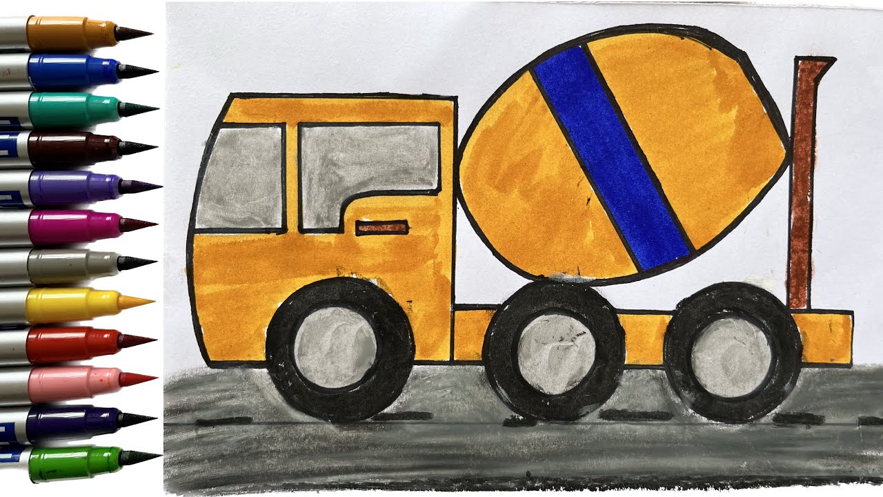 How to Draw Cement Mixer Truck | Cement Truck  drawing | Cement Mixer Truck Cartoon | Easy Drawing