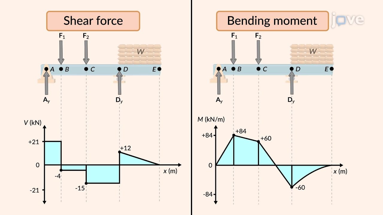 مخطط العزوم والقوى في المقاومة Shear force and bending moment .. الهندسة المدنية .. المرحلة الثانية