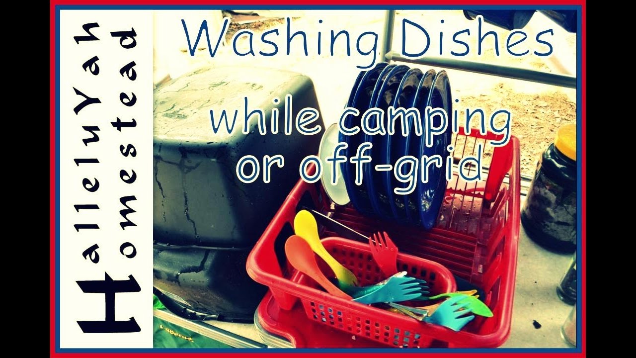 Easy method of washing dishes while camping or off-grid! - YouTube
