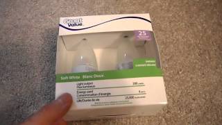 Unboxing Review Great Value LED Light Bulbs Soft White Dimmable 200 Lumens 25 watt 4 watts screenshot 3