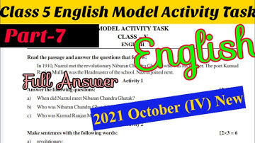 Class 5 English Model Activity Task Part-7 Full Answer  |October 2021