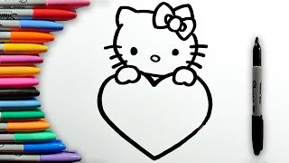 Drawing and Coloring Hello Kitty Love Easy for Kids and Beginners