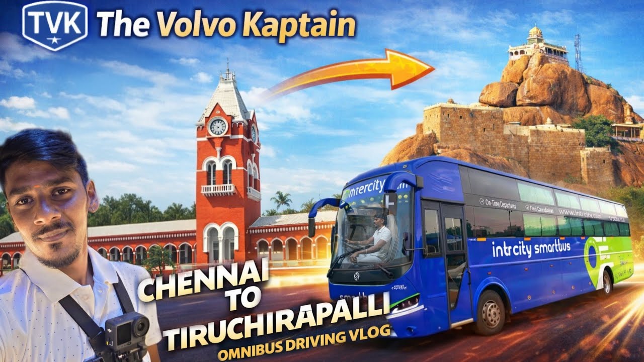 🔥Chennai to Tiruchirappalli🔥driving Vlog 🤩Intercity😃 Ashok Leyland bs6 13.5 meter Prakash capella🤩