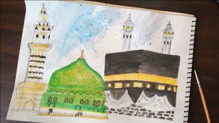 تعلم رسم الكعبة المشرفة| رسم المسجد الحرام| رسومات سهلة