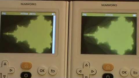 Python Mandelbrot fractal - NumWorks 1.1.2 & 1.2.0 (cmath) comparison
