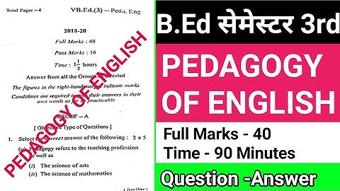 #pedagogy_of_english_b.ed_3rd semester_Question_paper, #pedagogy of english b.ed 2nd year question