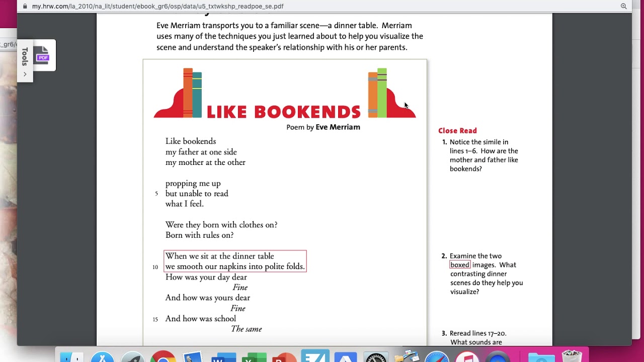 Unit 5 Like Bookends Poem p 583 YouTube