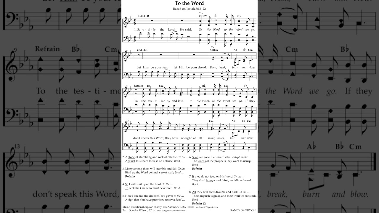 To the Word (shanty tune: RANDY DANDY OH!)