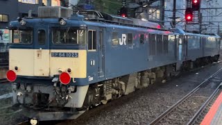 【EF64-1025 塩尻機関区訓練機送り込み無動回送】JR貨物EH200形17号機＋ムド国鉄EF64形1025号機（国鉄色）が立川駅で到着停車〜すぐ発車（5463レ・高A230）2023.4.15