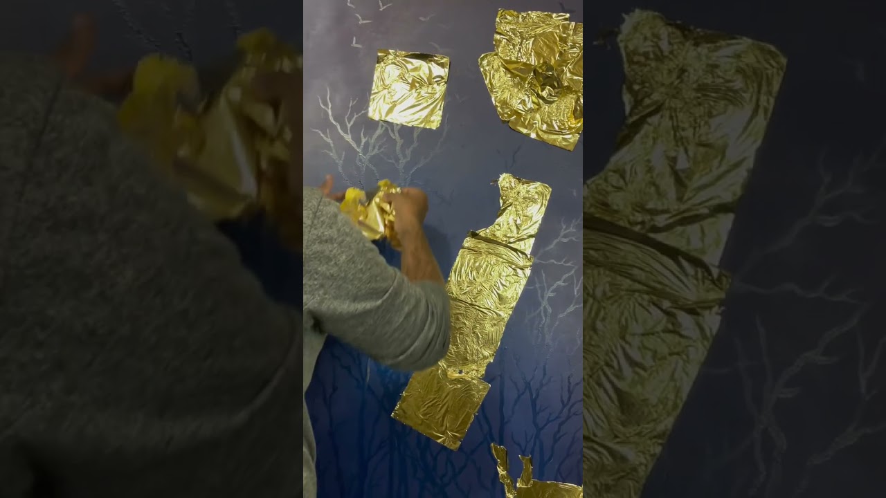 Abstract gold, deer, sun tre 