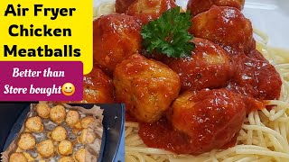 Juicy Air fryer Chicken Meatballs from Scratch. The Ultimate Perfect Dinner Recipe.