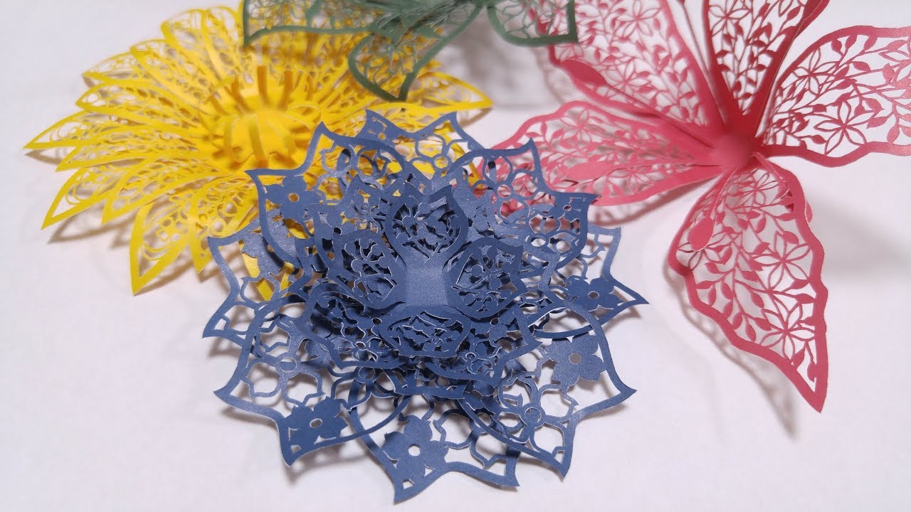 3d Paper Cutting Art Flower 濱直史の花模様の立体切り絵 花２ Youtube