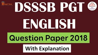 DSSSB PGT ENGLISH 2018 QUESTION PAPER || PYQ of DSSSB PGT English || #dsssb #dsssbenglish #dsssbpgt