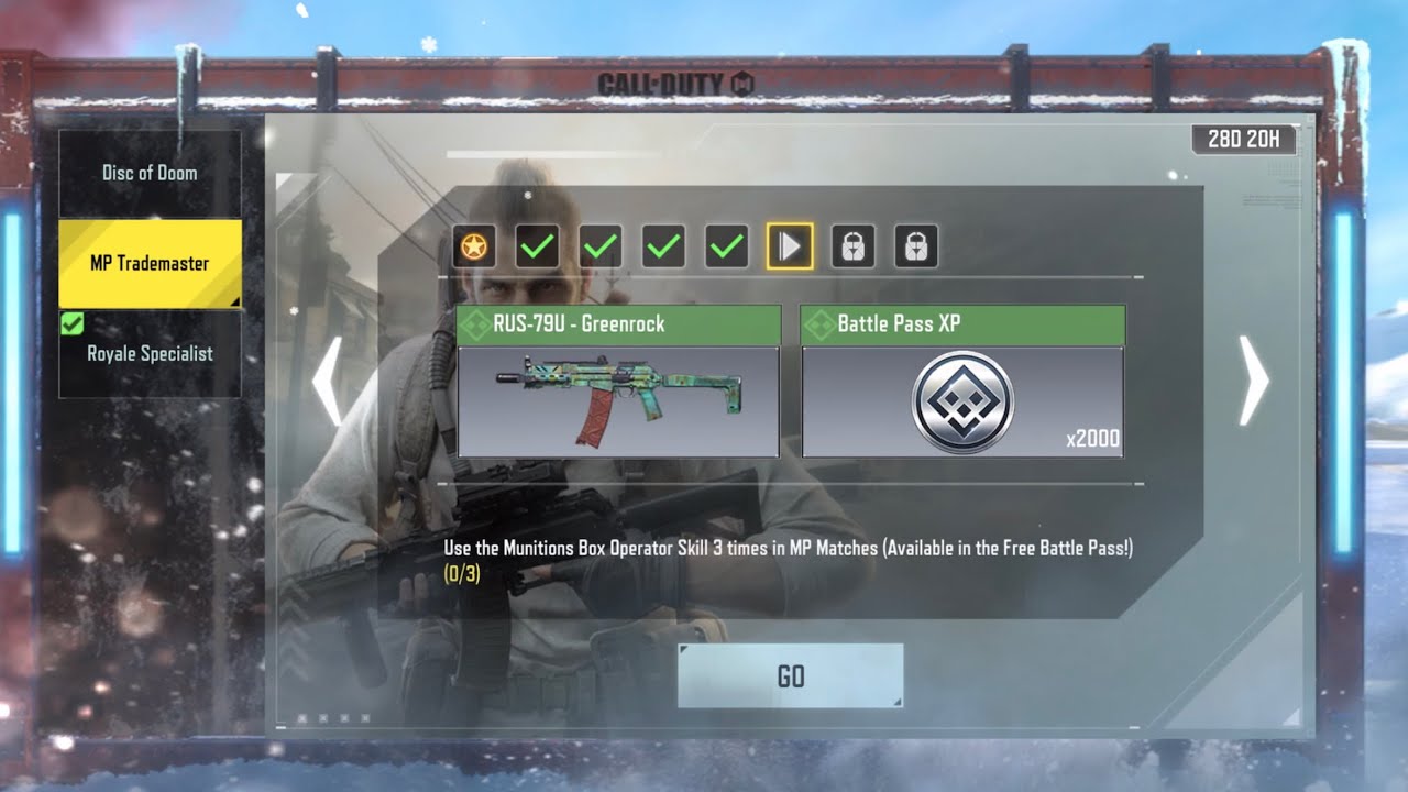 Use the Munitions Box Operator Skill 3 times in MP Matches (Available in the Free Battle Pass!) 0/3