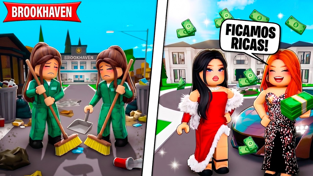 AS MENINAS QUE LIMPAVAM RUAS FICARAM RICAS | Historinhas Brookhaven RP | Roblox