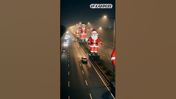Santa Claus statues on road #christmas #music #cover #remix #christmassongs #newyear #newyear2026
