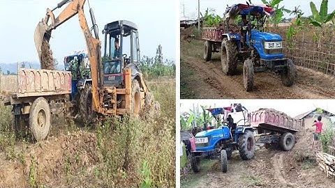 Jcb Case Loader Loading Mud In Sonalika Tractor #jcbbackhoes #tractorvideo #excavator