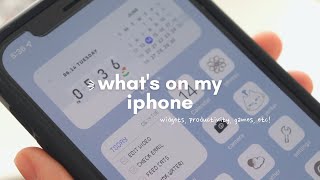 whats on my iphone 12 2022 (blue/white aesthetic); widgets, fav apps, productivity, and games