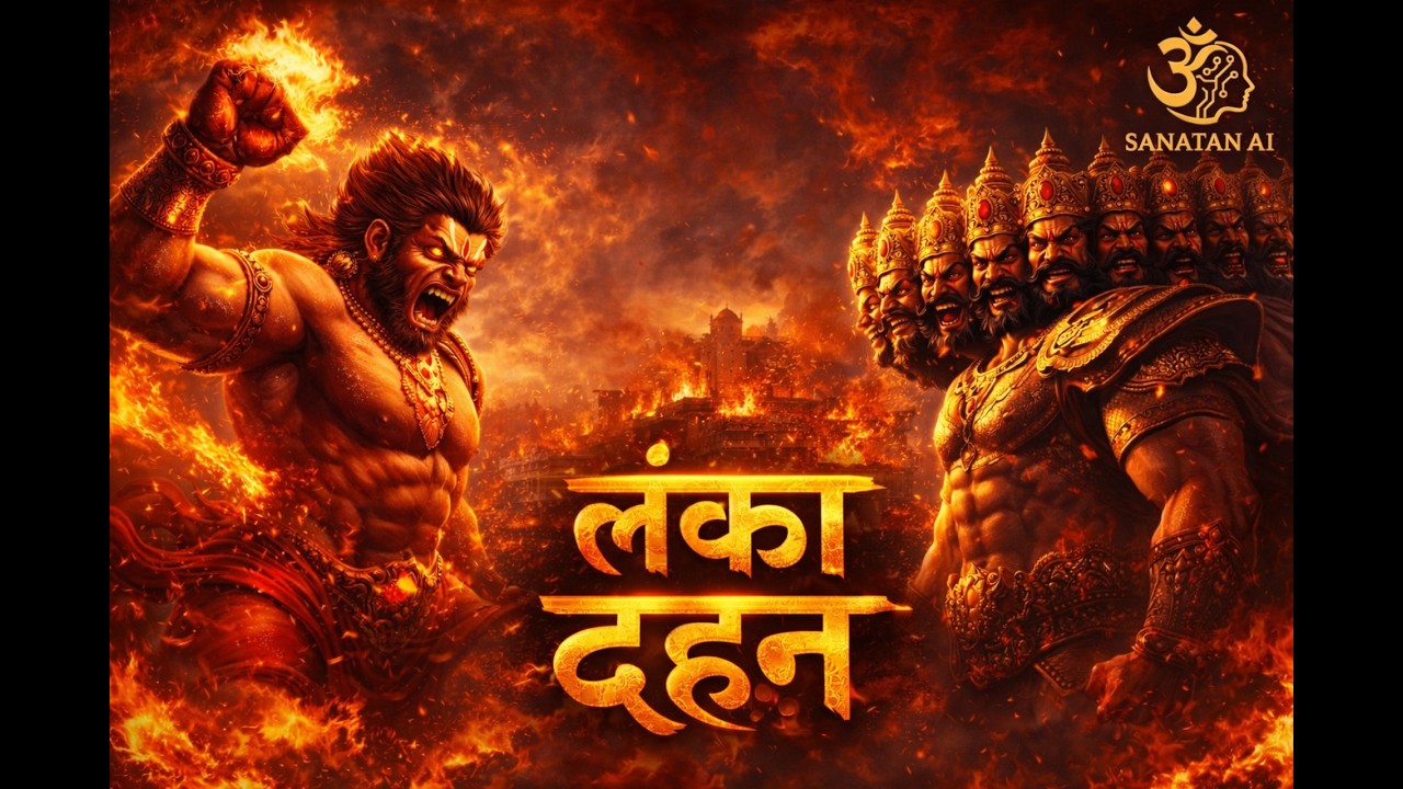 जब धर्म जागा, लंका जल उठी! 🔥#LankaDahan #Hanuman #SanatanAI #Ramayan #JaiShriRam #AIShorts