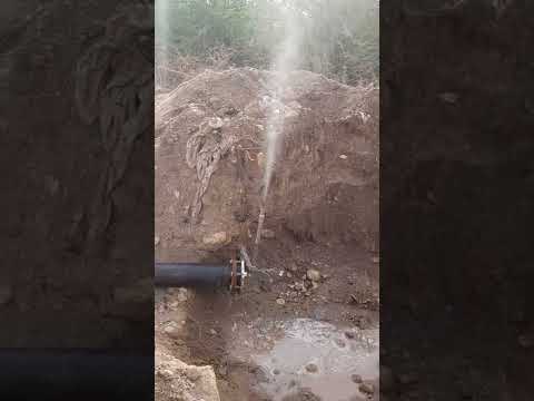 Expel Of Air View During Hydro Static Pressure Testing From HDPE Pipe Line